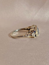 Load image into Gallery viewer, Antique 18k White Gold Sapphire Diamond Art Deco Ring