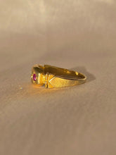 Load image into Gallery viewer, Antique 18k Garnet Diamond Trilogy Gypsy Ring 1901