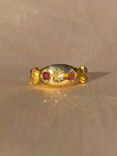 Load image into Gallery viewer, Antique 18k Garnet Diamond Trilogy Gypsy Ring 1901
