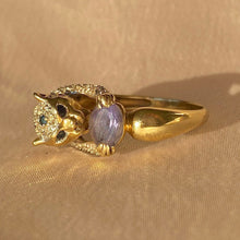 Load image into Gallery viewer, Vintage 9k Tanzanite Pave Sapphire Diamond Jaguar Ring