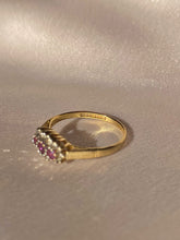 Load image into Gallery viewer, Vintage 9k Ruby Diamond Cluster Ring 1993