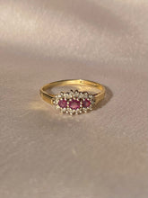 Load image into Gallery viewer, Vintage 9k Ruby Diamond Cluster Ring 1993