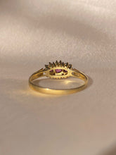 Load image into Gallery viewer, Vintage 9k Ruby Diamond Cluster Ring 1993