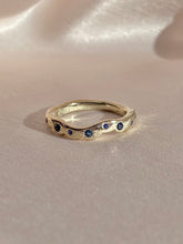 Load image into Gallery viewer, Vintage 14k White Gold Sapphire Wave Ring