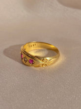 Load image into Gallery viewer, Antique 18k Ruby Diamond Eternity Gypsy Ring 1900
