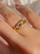 Load image into Gallery viewer, Antique 18k Ruby Diamond Eternity Gypsy Ring 1900