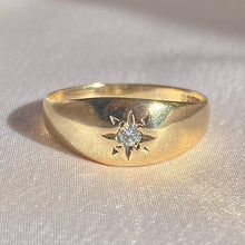 Load image into Gallery viewer, Vintage 9k Diamond Gypsy Solitaire Ring 1981