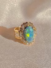 Load image into Gallery viewer, Vintage 18k Opal Asscher Diamond Cluster Ring 5.60 ctw