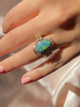 Load image into Gallery viewer, Vintage 18k Opal Asscher Diamond Cluster Ring 5.60 ctw