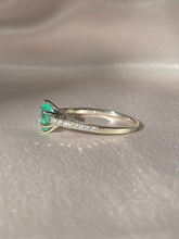 Load image into Gallery viewer, Vintage 14k White Gold Emerald Diamond Foliate Ring 1.00 ctw
