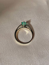 Load image into Gallery viewer, Vintage 14k White Gold Emerald Diamond Foliate Ring 1.00 ctw
