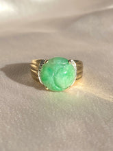 Load image into Gallery viewer, Vintage 14k Carved Jade Diamond Ring