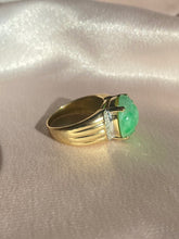 Load image into Gallery viewer, Vintage 14k Carved Jade Diamond Ring