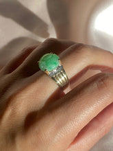Load image into Gallery viewer, Vintage 14k Carved Jade Diamond Ring