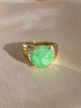 Load image into Gallery viewer, Vintage 14k Carved Jade Diamond Ring