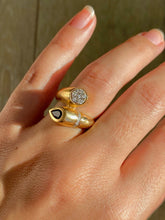 Load image into Gallery viewer, Vintage 14k Sapphire Diamond Cluster Bypass Ring