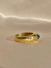 Load image into Gallery viewer, Vintage 18k Sapphire Diamond Dot Cabochon Ring