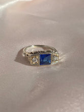 Load image into Gallery viewer, Antique 18k White Gold Sapphire Diamond Art Deco Ring