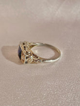 Load image into Gallery viewer, Antique 18k White Gold Sapphire Diamond Art Deco Ring