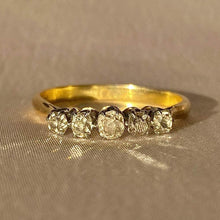 Load image into Gallery viewer, Antique 18k Old Mine Diamond Quintette Ring