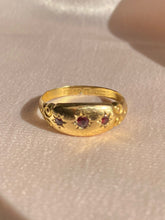 Load image into Gallery viewer, Antique 18k Garnet Trilogy Gypsy Ring 1912