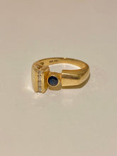 Load image into Gallery viewer, Vintage 14k Spinel Diamond Geometric Ring