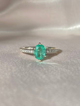 Load image into Gallery viewer, Vintage 14k White Gold Emerald Diamond Foliate Ring 1.00 ctw