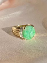 Load image into Gallery viewer, Vintage 14k Carved Jade Diamond Ring