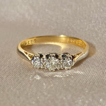 Load image into Gallery viewer, Antique 18k Platinum Trilogy Diamond Art Deco Ring