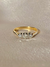 Load image into Gallery viewer, Antique 18k Platinum Trilogy Diamond Art Deco Ring