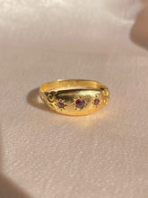 Load image into Gallery viewer, Antique 18k Garnet Trilogy Gypsy Ring 1912