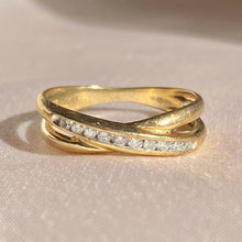 Load image into Gallery viewer, Vintage 9k Diamond Channel Crossover Band