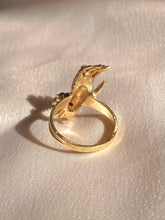 Load image into Gallery viewer, Vintage 9k Turquoise Ruby Diamond Mano Ring 1972