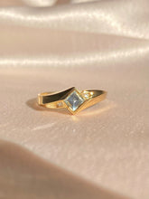 Load image into Gallery viewer, Vintage 10k Asscher Aquamarine Diamond Ring