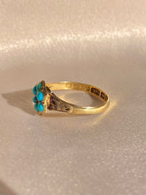 Load image into Gallery viewer, Antique 9k Turquoise Pearl Flower Cluster Ring 1899