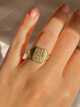 Load image into Gallery viewer, Antique 9k Diamond Starburst Signet Ring 1900s