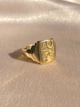 Load image into Gallery viewer, Antique 9k Diamond Starburst Signet Ring 1900s