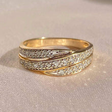 Load image into Gallery viewer, Vintage 9k Diamond Pave Crossover Ring