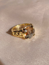 Load image into Gallery viewer, Vintage 9k Smokey Quartz Diamond Checker Ring