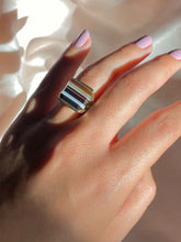 Load image into Gallery viewer, Vintage 9k Brown Striped Agate Split Ring 1992