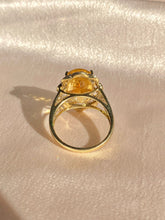 Load image into Gallery viewer, Vintage 9k Citrine Diamond Flower Cluster Cocktail Ring