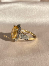 Load image into Gallery viewer, Vintage 9k Citrine Diamond Flower Cluster Cocktail Ring