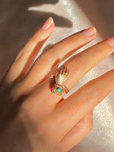 Load image into Gallery viewer, Vintage 9k Turquoise Ruby Diamond Mano Ring 1972