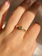Load image into Gallery viewer, Vintage 10k Asscher Aquamarine Diamond Ring