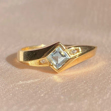 Load image into Gallery viewer, Vintage 10k Asscher Aquamarine Diamond Ring