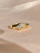 Load image into Gallery viewer, Vintage 10k Asscher Aquamarine Diamond Ring