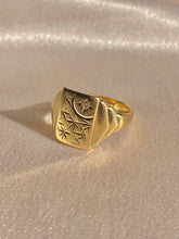 Load image into Gallery viewer, Antique 9k Diamond Starburst Signet Ring 1900s