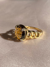 Load image into Gallery viewer, Vintage 9k Smokey Quartz Diamond Checker Ring