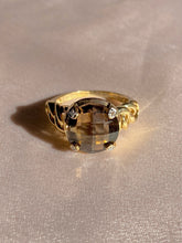 Load image into Gallery viewer, Vintage 9k Smokey Quartz Diamond Checker Ring