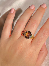 Load image into Gallery viewer, Vintage 9k Smokey Quartz Diamond Checker Ring